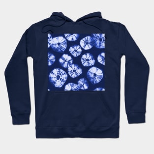 Shibori Kumo tie dye deep white dots over bright blue Hoodie